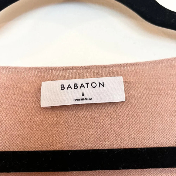 Babaton Wool Linen Blend Light Brown V Neck Lightweight Long Sleeve Sweater S - Picture 5 of 10